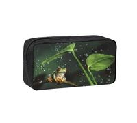 KAPPTYY Peace Tree Frog Printed Large Pencil Pouch, Durable Zipper Pen Case with Handle, for Office College Journaling