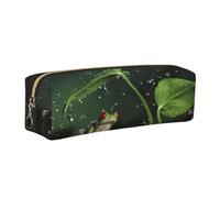 KAPPTYY Peace Tree Frog Printing School Leather Pencil Case with Zipper,Cute Pen Pouch for Boys Girls,Back to School' Supplies