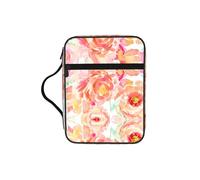 KAPPTYY Peach Peony Lightweight Bible Cover Case with Pen Slots & Zipper Pockets Portable Organizer Bag for Notebook Tablet