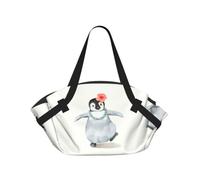 KAPPTYY Penguin Wearing Flowers Printed Outdoor Picnic Mat and Handbag, Portable Round 37in Foldable for Park Lawn Family Day