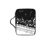 KAPPTYY Piano Keys with Musical Notes Lightweight Bible Cover Case with Pen Slots & Zipper Pockets Portable Organizer Bag for Notebook Tablet