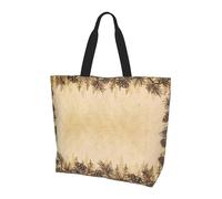 KAPPTYY Pine Cone Border Printed Shoulder Bag For Women Large Reusable Tote Bag Trendy Handbag For Travel Shopping