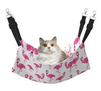 KAPPTYY Pink Flamingo 1 Hanging Pet Hammock Bed With Adjustable Straps And Metal Hooks Double Sided Bed