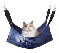 KAPPTYY Pirate Boat Full Moon Hanging Pet Hammock Bed With Adjustable Straps And Metal Hooks Double Sided Bed