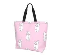 KAPPTYY Polar Bear Pink Printed Shoulder Bag For Women Large Reusable Tote Bag Trendy Handbag For Travel Shopping