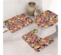 KAPPTYY Popcorn Print Printing 3 Piece Bathroom Rugs Set, 31.5x20in Non Slip Mats For Suite,Vacation Home,Absorbent Floor Rugs