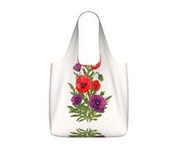 KAPPTYY poppy flower Printed Shopping Tote Bag Foldable, Reusable Grocery Bag, Compact Lightweight Bag for Commuting