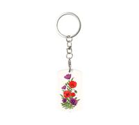 KAPPTYY Poppy Flower Printing Creative Metal Keychain Car Key Chain For Gift Key Holder Key Organizer