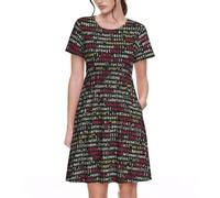 KAPPTYY Programmer Programming Code Women's Casual Dress with Pockets Flowy Elastic Waist A-Line Summer Short Sleeve Dress Gift for Mom Girlfriends Daughter Black