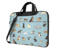 KAPPTYY Puppy Doodles Print Structured Laptop Bag Oxford Cloth Briefcase Padded Shoulder Case With Front Pockets