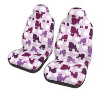 KAPPTYY Purple Poodle Polka Dot Car Seat Covers,Fabric Front Seat Cover,Airbag Compatible, Automotive Comfort,Trucks,Suv
