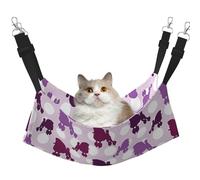 KAPPTYY Purple Poodle Polka Dot Hanging Pet Hammock Bed With Adjustable Straps And Metal Hooks Double Sided Bed