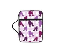 KAPPTYY Purple Poodle Polka Dot Lightweight Bible Cover Case with Pen Slots & Zipper Pockets Portable Organizer Bag for Notebook Tablet