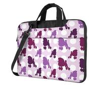KAPPTYY Purple Poodle Polka Dot Print Structured Laptop Bag Oxford Cloth Briefcase Padded Shoulder Case With Front Pockets