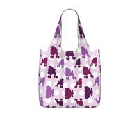 KAPPTYY purple Poodle Polka Dot Printed Shopping Tote Bag Foldable, Reusable Grocery Bag, Compact Lightweight Bag for Commuting