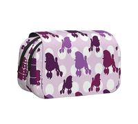KAPPTYY Purple Poodle Polka Dot Printing Pencil Case for Pencils, Handy Storage Box for Watercolor Pens Or Markers