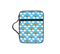 KAPPTYY Rainbow Clouds Raindrop Lightweight Bible Cover Case with Pen Slots & Zipper Pockets Portable Organizer Bag for Notebook Tablet