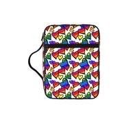 KAPPTYY Rainbow Colored Gay Pride Hearts Lightweight Bible Cover Case with Pen Slots & Zipper Pockets Portable Organizer Bag for Notebook Tablet