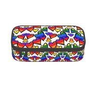 KAPPTYY Rainbow Colored Gay Pride Hearts Original High Capacity Pencil Case,Big Pen Box Organizer Portable Aesthetic Supply for Adults