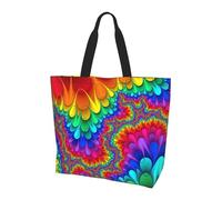 KAPPTYY Rainbow Tie Dye-Red Printed Shoulder Bag For Women Large Reusable Tote Bag Trendy Handbag For Travel Shopping
