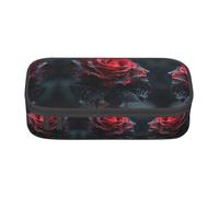 KAPPTYY Red and Black Rose Original High Capacity Pencil Case,Big Pen Box Organizer Portable Aesthetic Supply for Adults