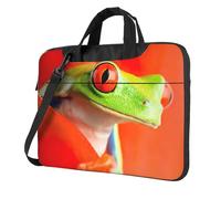 KAPPTYY Red Eyes Tree Frogs Print Structured Laptop Bag Oxford Cloth Briefcase Padded Shoulder Case With Front Pockets