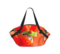 KAPPTYY Red Eyes Tree Frogs Printed Outdoor Picnic Mat and Handbag, Portable Round 37in Foldable for Park Lawn Family Day