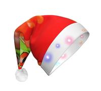 KAPPTYY Red Eyes Tree Frogs Santa Hat,Christmas Hats For Adult Unisex Plush Light Up Funny Christmas Hat