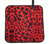 KAPPTYY Red Leopard Pattern Printed Bleacher Seat Cushion PE Foam Filling, Foldable Sitting Pad for Concert Stadium Events