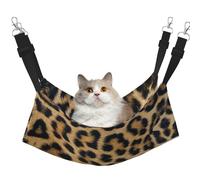 KAPPTYY Rough Leopard Print Hanging Pet Hammock Bed With Adjustable Straps And Metal Hooks Double Sided Bed