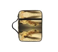 KAPPTYY Sand Leopard Gecko Lightweight Bible Cover Case with Pen Slots & Zipper Pockets Portable Organizer Bag for Notebook Tablet
