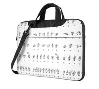 KAPPTYY Sign Language Alphabet Print Structured Laptop Bag Oxford Cloth Briefcase Padded Shoulder Case