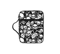 KAPPTYY Skull Background Lightweight Bible Cover Case with Pen Slots & Zipper Pockets Portable Organizer Bag for Notebook Tablet