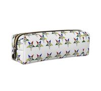 KAPPTYY Stars Eastern Stars Printing School Leather Pencil Case with Zipper,Cute Pen Pouch for Boys Girls,Back to School' Supplies