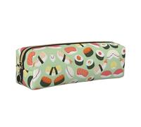KAPPTYY Sushi Food Pattern Printing School Leather Pencil Case with Zipper,Cute Pen Pouch for Boys Girls,Back to School' Supplies