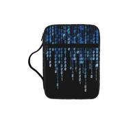 KAPPTYY the Blue Binary Lightweight Bible Cover Case with Pen Slots & Zipper Pockets Portable Organizer Bag for Notebook Tablet