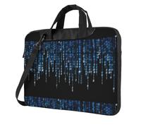 KAPPTYY The Blue Binary Print Structured Laptop Bag Oxford Cloth Briefcase Padded Shoulder Case