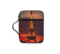 KAPPTYY Tower Paris Lightweight Bible Cover Case with Pen Slots & Zipper Pockets Portable Organizer Bag for Notebook Tablet