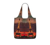KAPPTYY Tower Paris Printed Shopping Tote Bag Foldable, Reusable Grocery Bag, Compact Lightweight Bag for Commuting