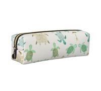 KAPPTYY Turtle Write Printing School Leather Pencil Case with Zipper,Cute Pen Pouch for Boys Girls,Back to School' Supplies