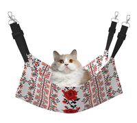 KAPPTYY Ukrainian Embroidery Style Rose Hanging Pet Hammock Bed With Adjustable Straps And Metal Hooks Double Sided Bed