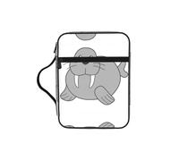 KAPPTYY Walrus Lightweight Bible Cover Case with Pen Slots & Zipper Pockets Portable Organizer Bag for Notebook Tablet