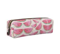 KAPPTYY Watermelon Fresh Fruit Printing School Leather Pencil Case with Zipper,Cute Pen Pouch for Boys Girls,Back to School' Supplies