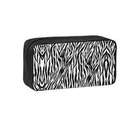 KAPPTYY Zebra Print Printed Large Pencil Pouch, Durable Zipper Pen Case with Handle, for Office College Journaling