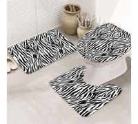 KAPPTYY Zebra Print Printing 3 Piece Bathroom Rugs Set, 31.5x20in Non Slip Mats For Suite,Vacation Home,Absorbent Floor Rugs