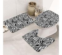 KAPPTYY Zebra Print Printing 3 Piece Bathroom Rugs Set, 31.5x20in Non Slip Mats For Suite,Vacation Home,Absorbent Floor Rugs
