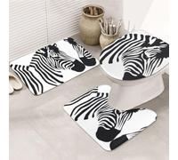 KAPPTYY Zebra Printing 3 Piece Bathroom Rugs Set, 31.5x20in Non Slip Mats For Suite,Vacation Home,Absorbent Floor Rugs