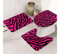KAPPTYY Zebra Tiger Leopard Pink Printing 3 Piece Bathroom Rugs Set, 31.5x20in Non Slip Mats For Suite,Vacation Home,Absorbent Floor Rugs