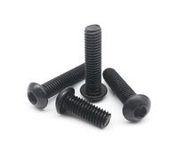 KAPQIN 50PCS M1.6 M2 M2.5 M3 Black Grade 10.9 Steel Hexagon Hex Socket Head Button Allen Bolt Screw(6mm,M2.5 (50pcs))
