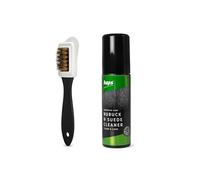 Kaps Suede Brush and Cleaner Set - Nubuck Shoe Care Kit, 75ml (2.5 oz) Stain Remover Cleaner, 4-Sided Brass Tool for Trainers, Boots, Dress Shoes, Loafers, Sandals